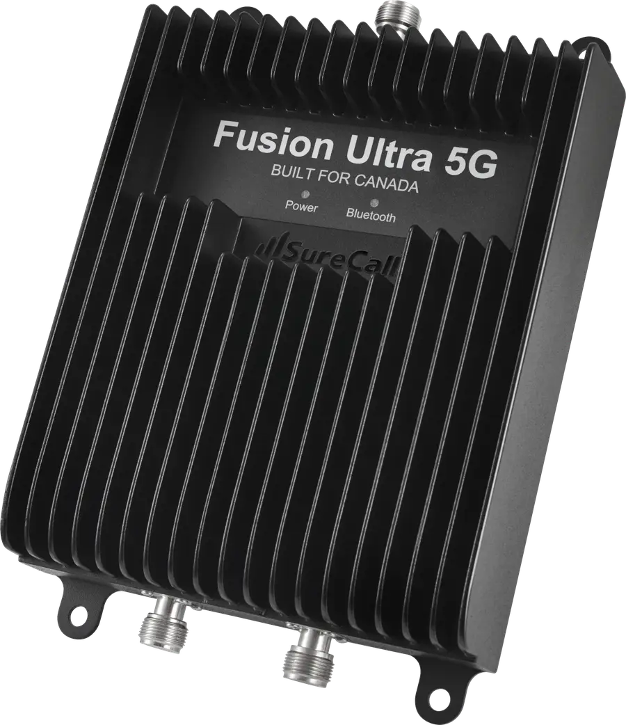 SureCall Fusion Ultra 5G booster, Built for Canada label on the faceplate.